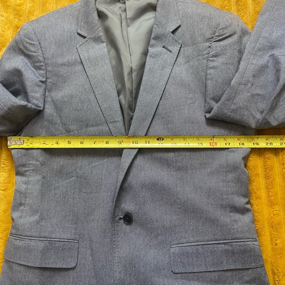 Men’s Grey Blue Blazer One Button Cotton Polyester Sport Coat Le Chateau - Picture 5 of 9